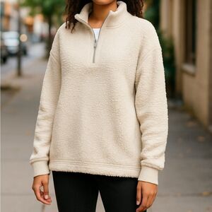 Aerie Cream Textured Sherpa Pullover – Size M